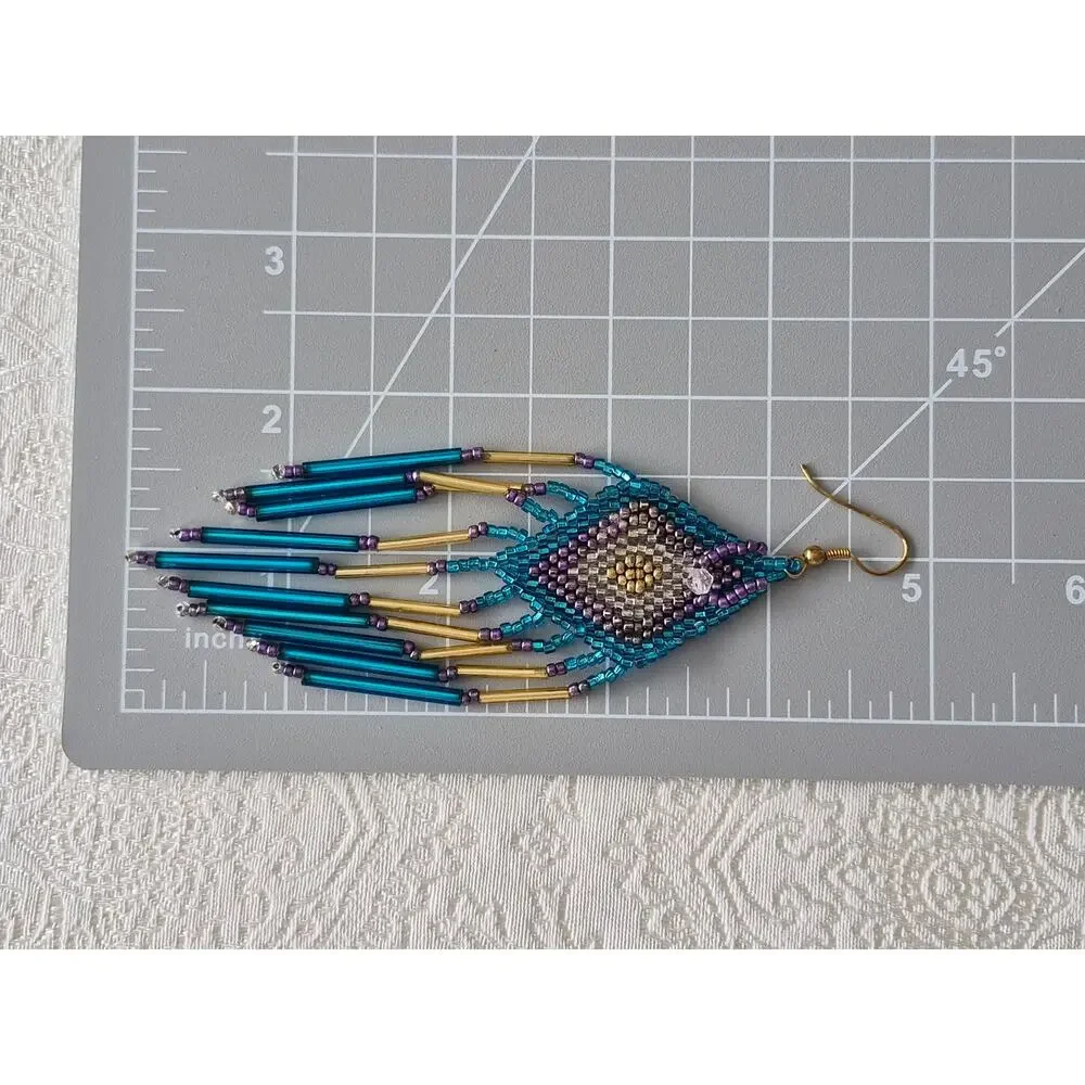 Vintage Artisan Large Chandelier Beaded Earrings
